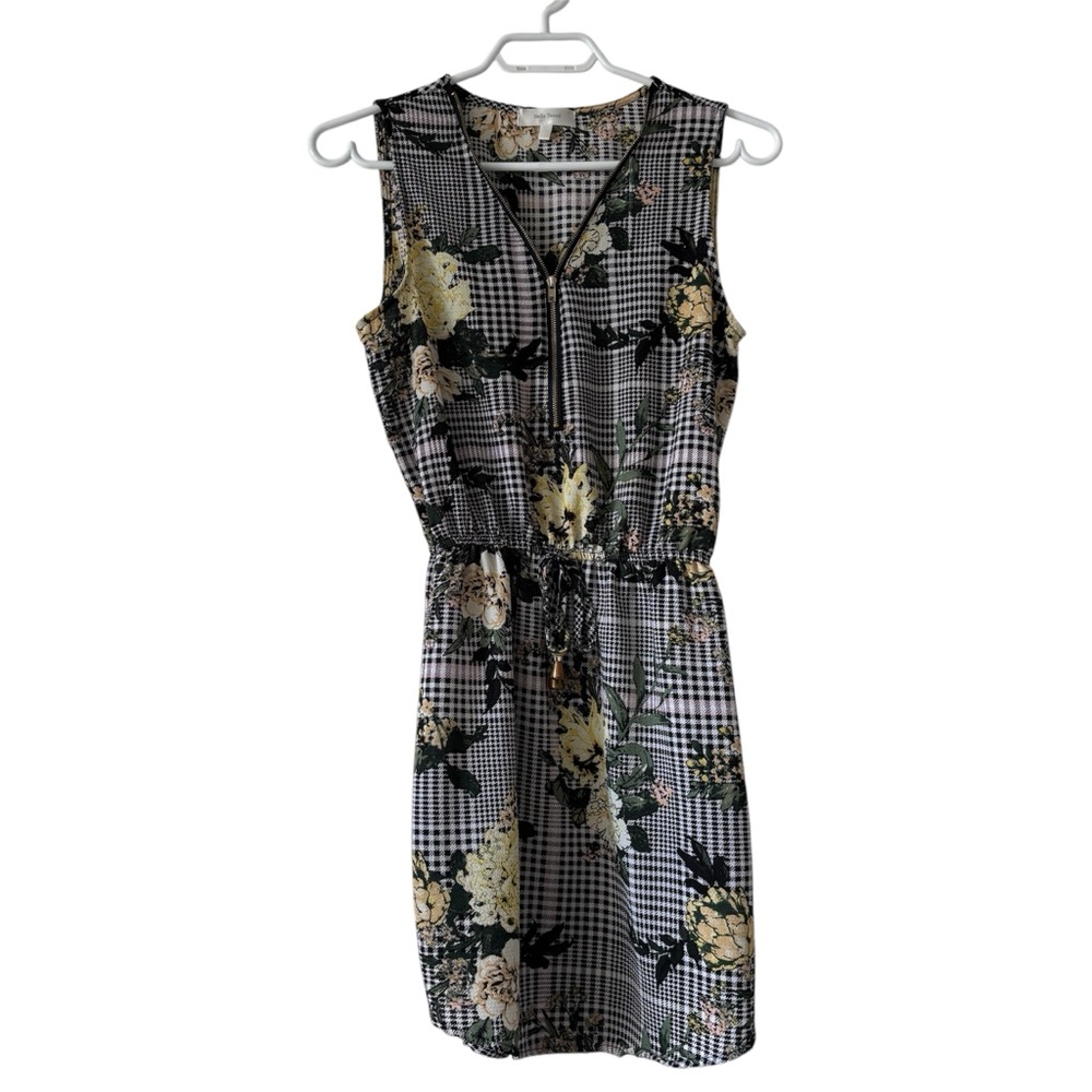 2/$20 STELLA TWEED Gingham Floral Checkered Sleeveless Dress size xs